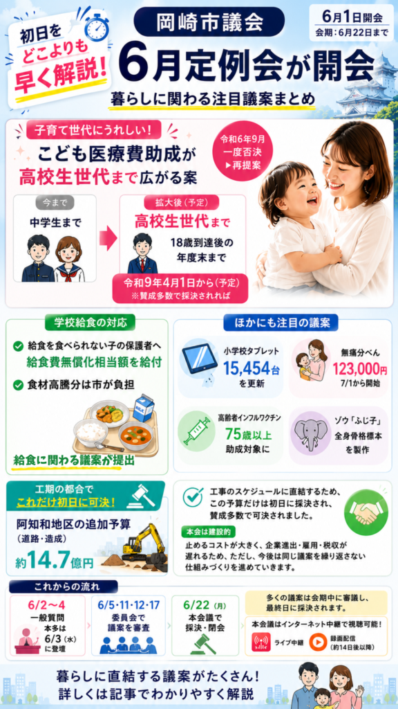 1枚でわかる、2026年6月岡崎市議会初日